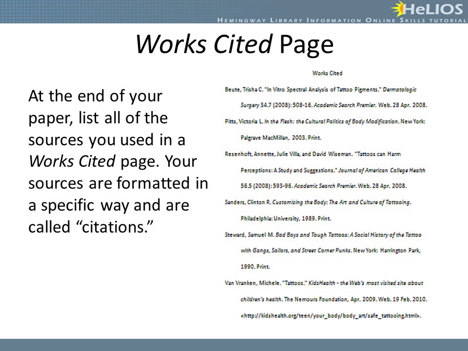 How to write a research paper work cited page